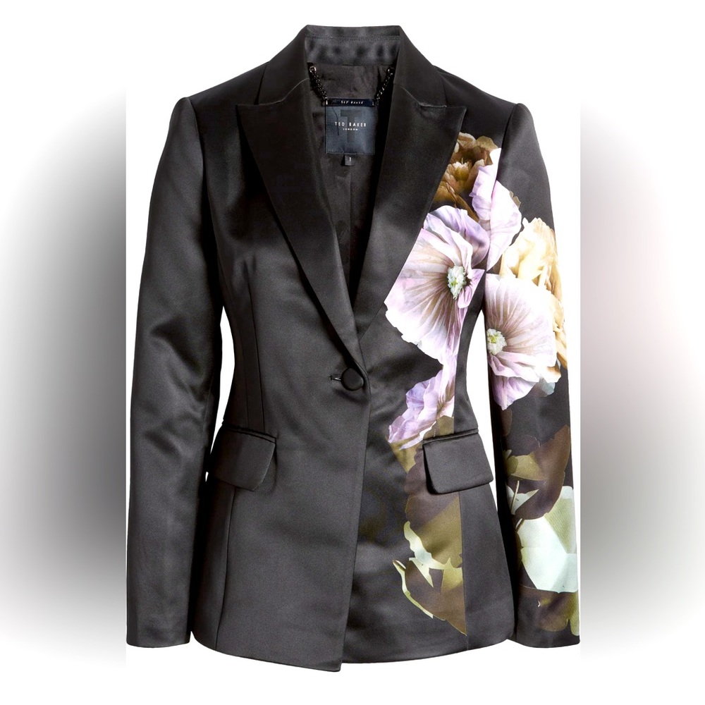 Ted Baker London Nayaa Floral Print One Button Blazer